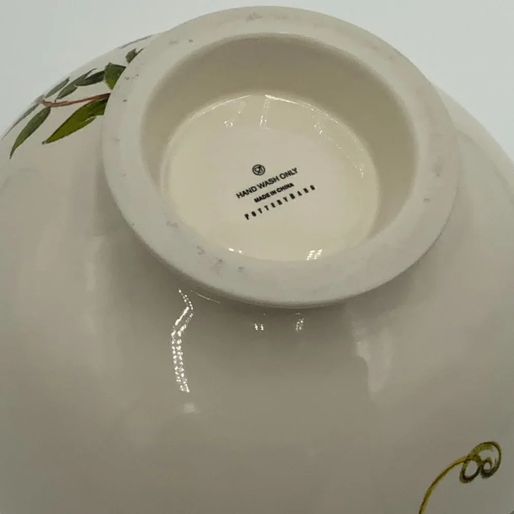 NEW Pottery Barn Large (11” diameter) Footed Serving Bowl Stoneware Floral